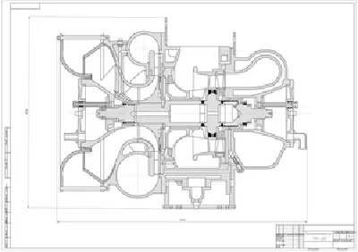 Longitudinal section of the turbocharger TC-30