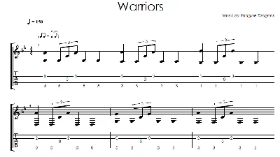 Warriors (Imagine Dragons) - guitar notes+tab