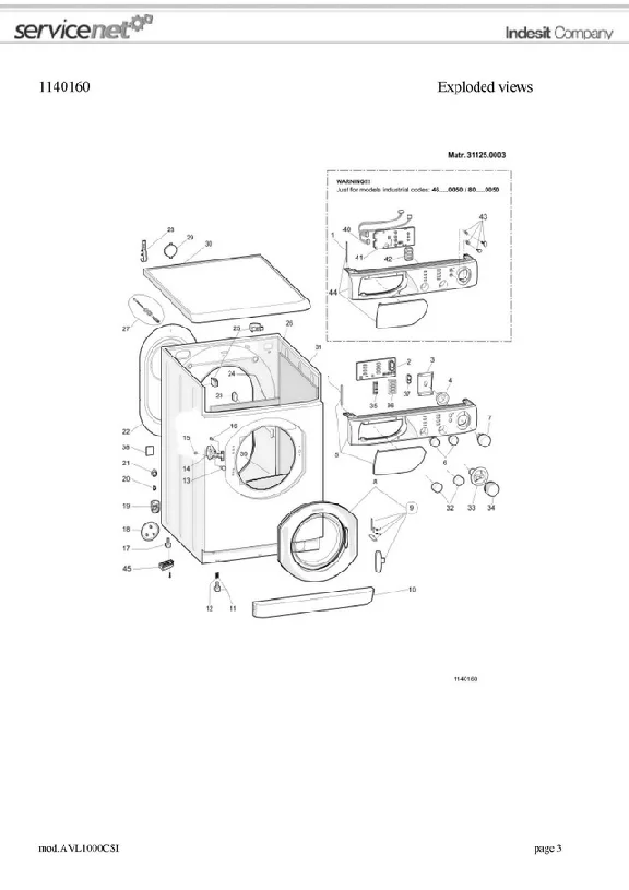 Сервис мануал стиральной машины Ariston AVL 1000