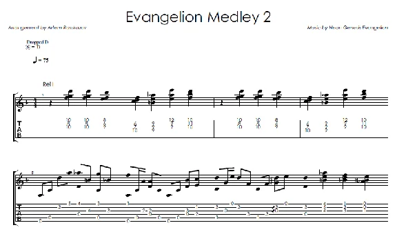 Evangelion Medley 2 - Fingerstyle notes+tabs