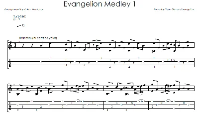 Evangelion Medley 1 - Fingerstyle notes+tabs