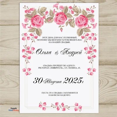 Invitation template for the wedding № 105