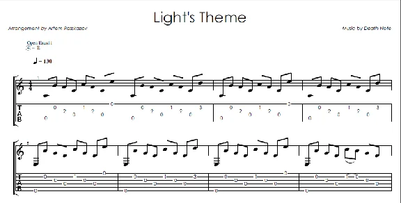Light´s theme (Death Note) - Guitar notes+tabs