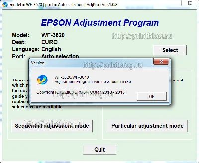 Adjustmen program Epson WF-3620, WF-3640
