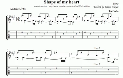 STING - Shape of my heart (music, tabs, MIDI, text)