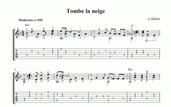 S.Adamo - Tombe la neige (S.Adamo - Falling Snow) notes
