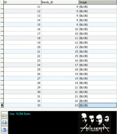 MySQL dump database of all rock bands discography