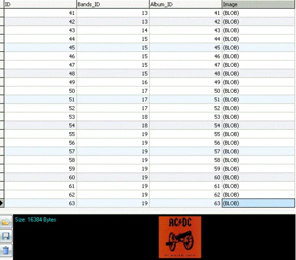 MySQL dump базы данных дискографии всех рок групп