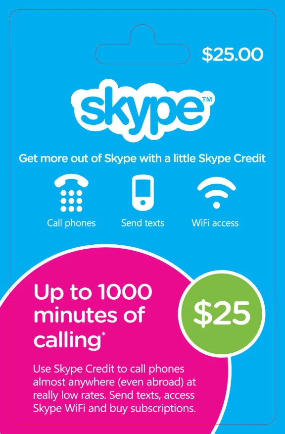 25$ Skype - Оригинальный ваучер (Все страны) Выгода 25%