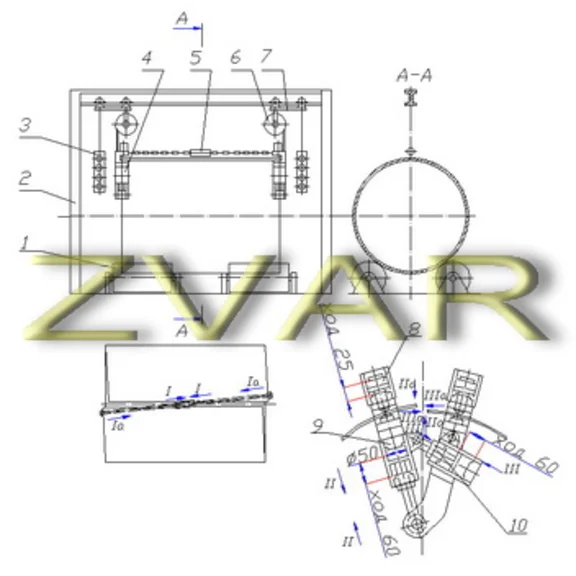 Drawing of stand to build longitudinal joints of shells
