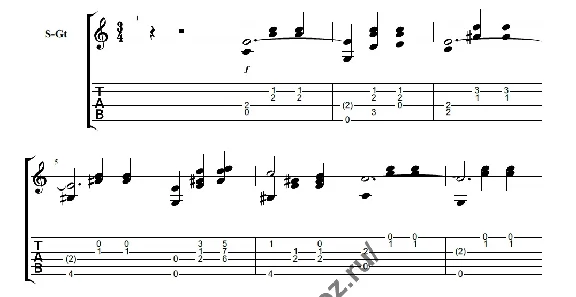 On the hills of Manchuria. Waltz. Sheet music for guita