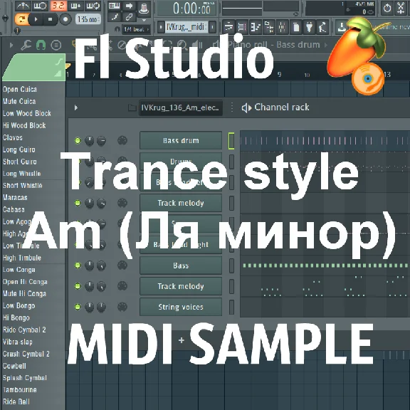 Trans/Sample/Bit Am for FL midi: Bass-Drum-String-Pluck