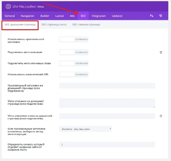 WP theme Divi