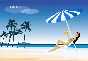 Graphics on the theme of the beach, pretty girls in bathing suits
