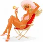 Graphics on the theme of the beach, pretty girls in bathing suits