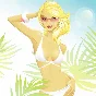Graphics on the theme of the beach, pretty girls in bathing suits