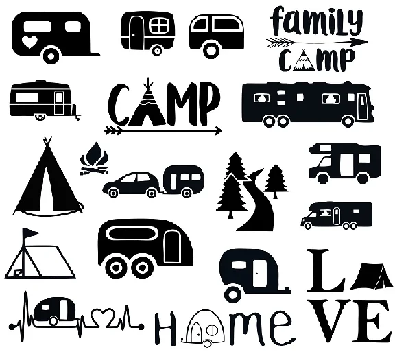 Camping svg,cut files,silhouette clipart,vinyl files,ve
