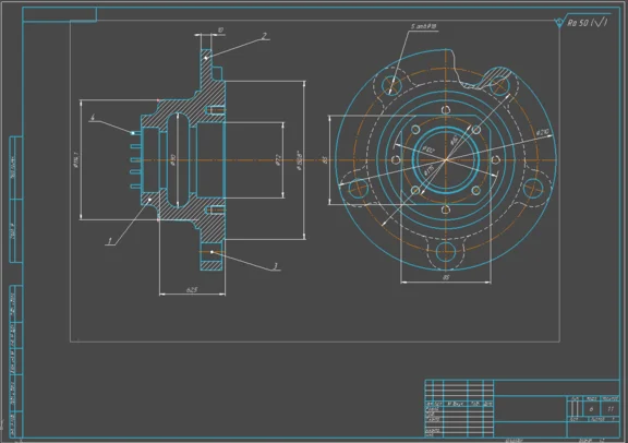 A drawing of the front wheel Hub ZIL-4331