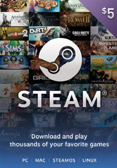 STEAM WALLET GIFT CARD 5$ USD + Türkiye / ARGENTINA 🎁