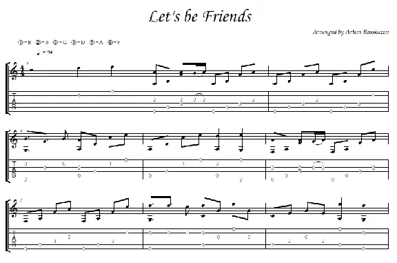 Let´s be Friends - fingerstyle guitar + tabs