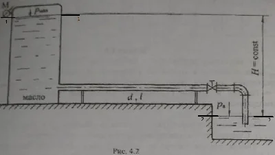 Task 4.2 From a closed tank with excess pressure on the