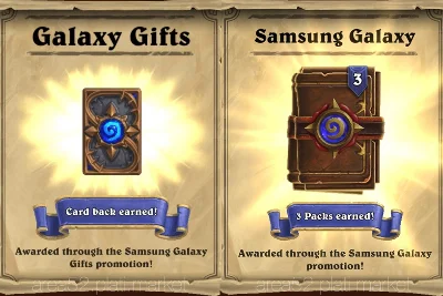 SAMSUNG GALAXY - Hearthstone - Cardback + 3 boosters