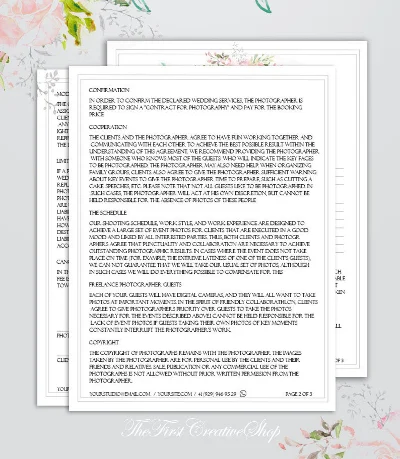 Шаблон контракта. На Свадебную Фотосесию