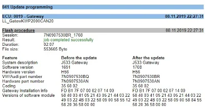 VAG Gateway 7N0907530BR Firmware 1708