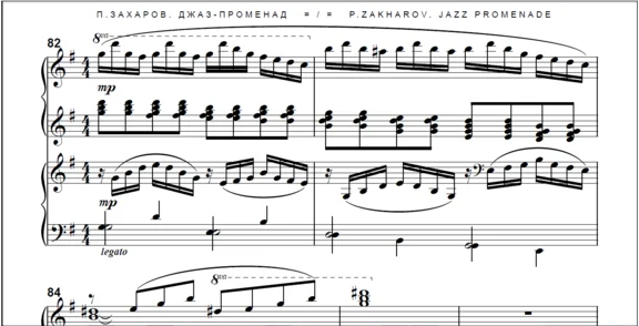8s36 Jazz Promenade, PAVEL ZAKHAROV / for piano 4 hands