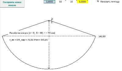 Развёртка прямого перехода (конуса)