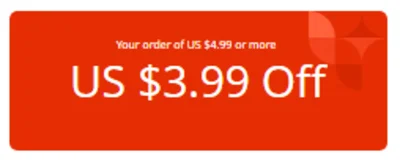 Aliexpress coupon $3.99/4.99 without verification!