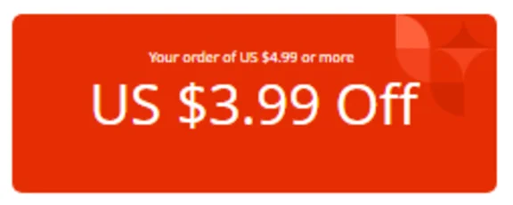 Aliexpress coupon $3.99/4.99 without verification!