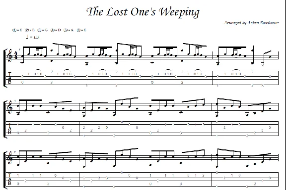 The Lost One´s Weeping - fingerstyle guitar + tabs