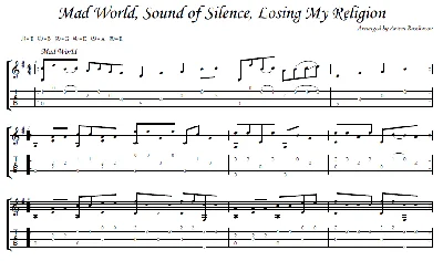 Mad World Sound of Silence Losing My Religion - tab