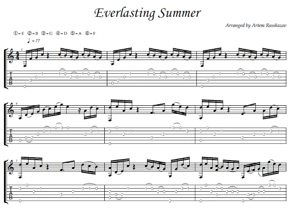 Everlasting Summer - fingerstyle guitar + tabs