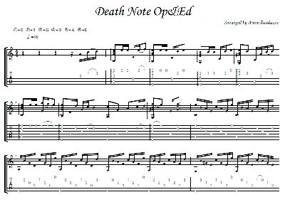 Death Note OP&ED - fingerstyle guitar + tabs