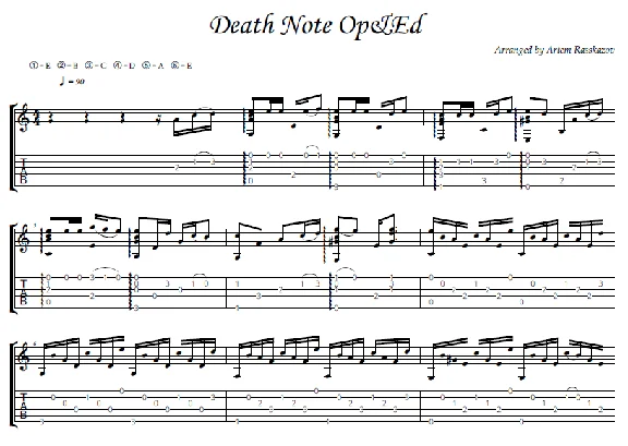 Death Note OP&ED - fingerstyle guitar + tabs