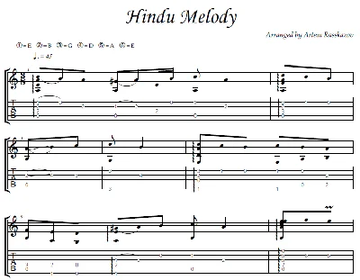 Hindu Melody - fingerstyle guitar + tabs