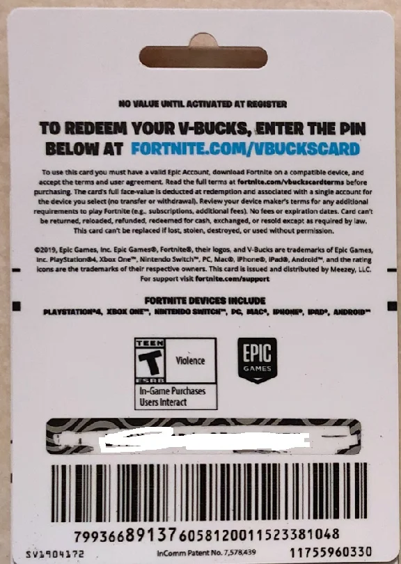 Fortnite 13500 V-Bucks Gift Карта все платформы