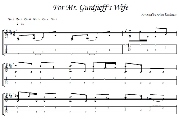 For Mr. Gurdjieff´s Wife - fingerstyle guitar + tabs
