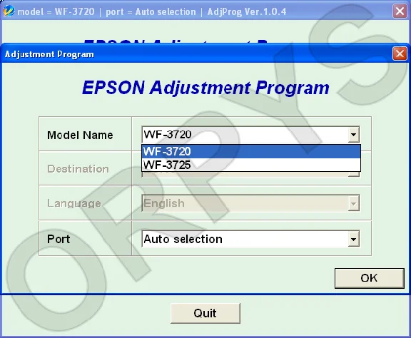 Epson WF-3720, WF-3725 Adjustment Program