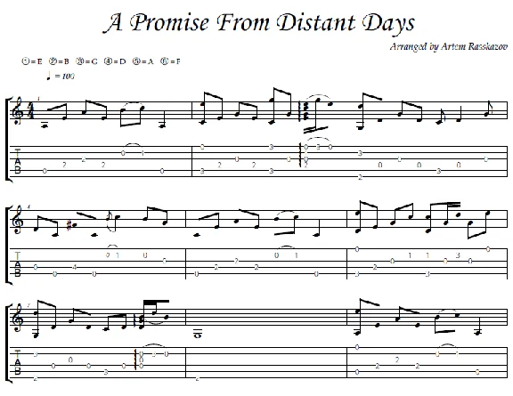 A Promise from Distant Days - фингерстайл гитара + табы