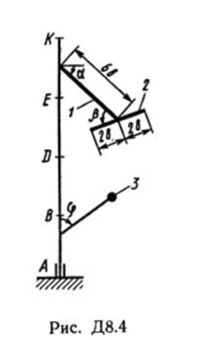 Решение Д8-45 (Рисунок Д8.4 условие 5 С.М. Тарг 1989 г)