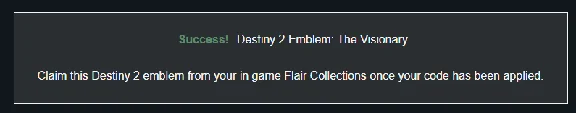 Destiny 2 - Emblem Code (The Visionary) PC, PS4, Xbox