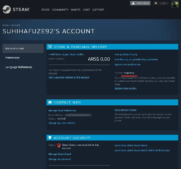 New Steam Account Argentina (Full access)