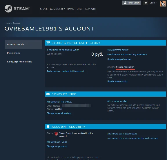 New Steam Account (Region Russia / Full access)
