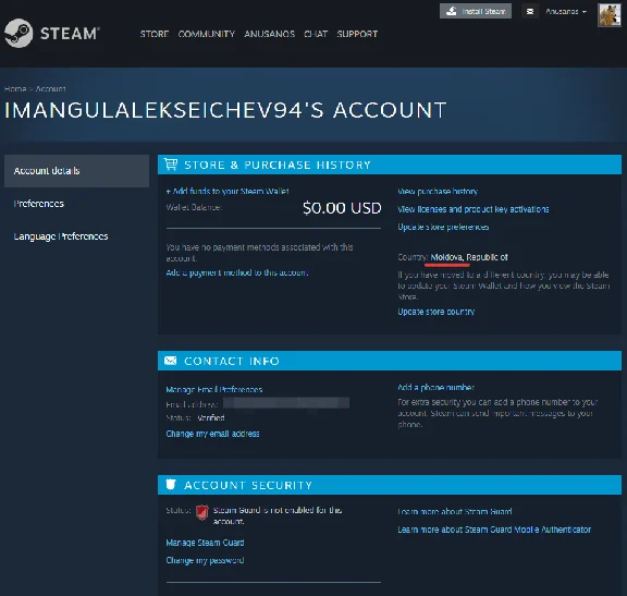 New Steam Account (Region Moldova / Full access)