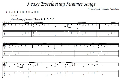 5 Everlasting Summer songs - guitar notes+tabs
