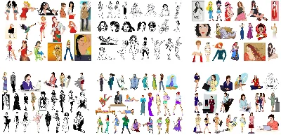 vector clipart girls. women, girls in vector