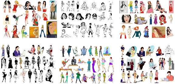 vector clipart girls. women, girls in vector